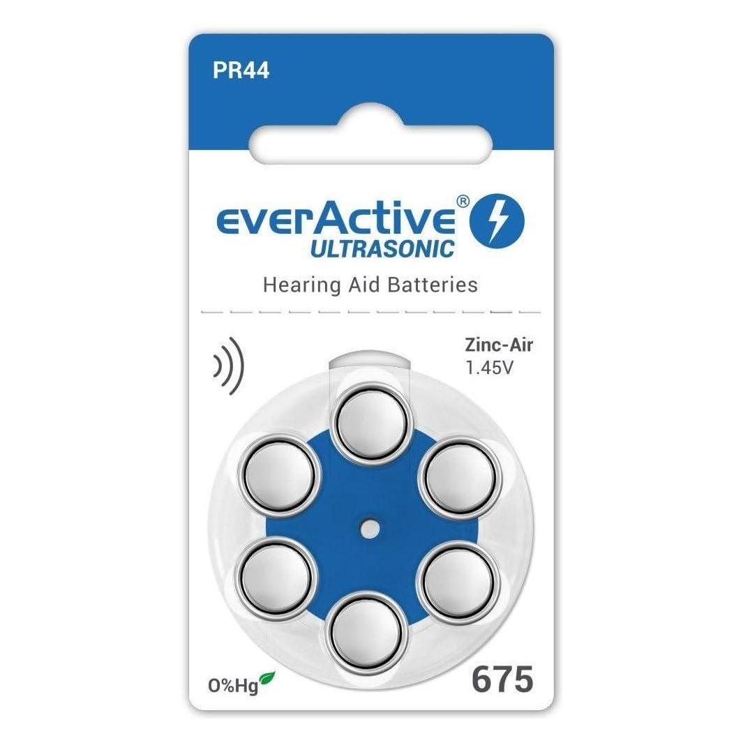 Everactive 675 - 6BL Ultraschall-Hörgerätebatterien (6 Stk., 675) (EVERACTIVE)