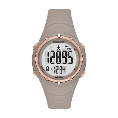 Chronograph SKECHERS "SKYWOOD", rosa (grau, silberfarben), Armbanduhren, Damen, grau-roségoldfarben, Chronograph, Quarzuhr, Armbanduhr, Damenuhr, digital, Batterie-Entladungsanzeige