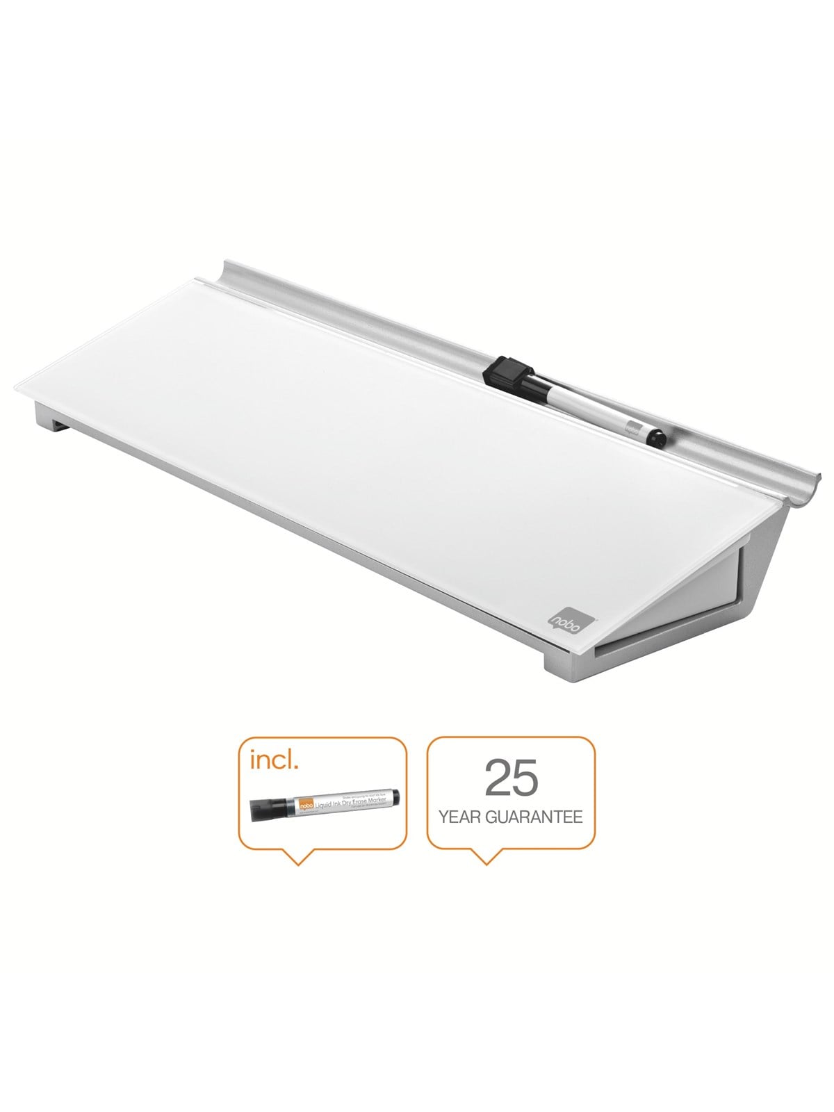 Nobo NOBO Schreibtisch-Whiteboard aus Glas, weiß