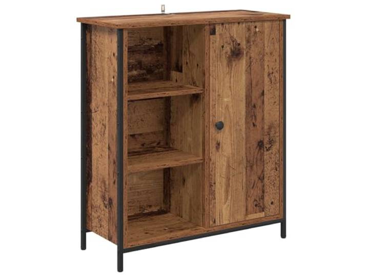KGHFDVB Sideboard Altholz 70 x 30 x 80 cm Holzwerkstoff Stauraum für Küche, Deko ausstellen, Metallrahmen schwarz, Beine schwarz