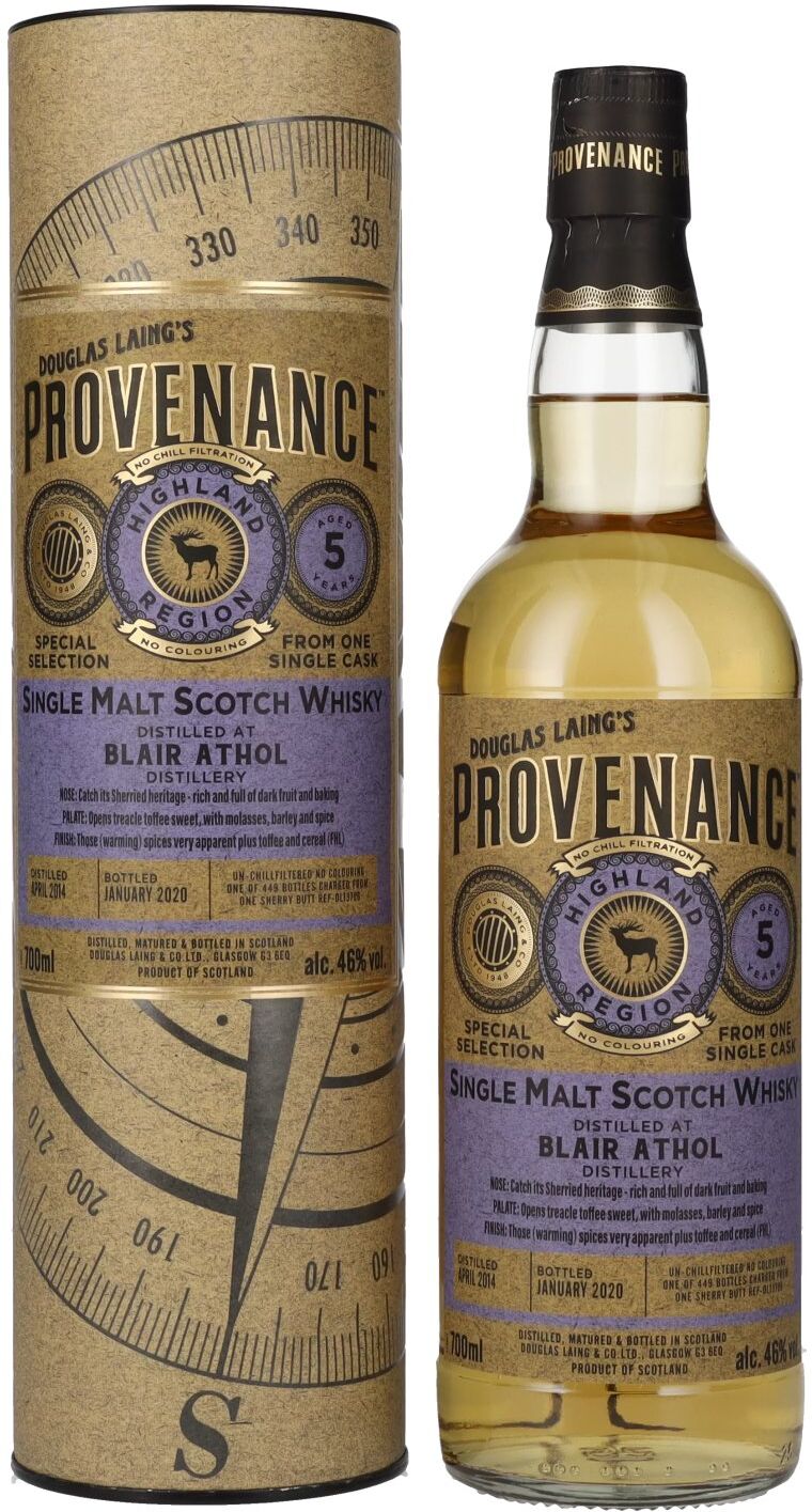 Douglas Laing & Co. Douglas Laing PROVENANCE Blair Athol 5 Years Old Single Cask Malt 2014 46% Vol. 0,7l in Geschenkbox