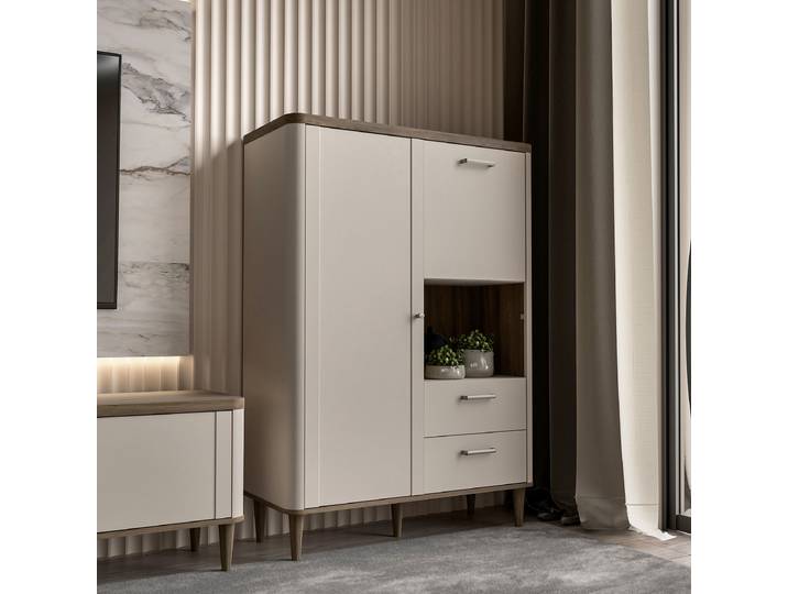Buffet haut - Largeur 100 cm 100 x 143 x 41cm Beige/Marron