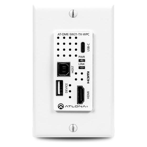 Atlona Wallplate HDBaseT transmitter for HDMI and USB-C with USB hub (AT-OME-SW21-TX-WPC)