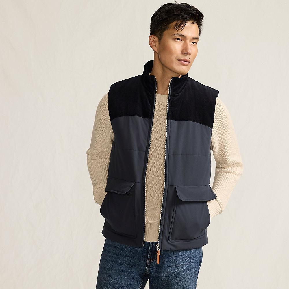 Wattierte Weste im Material-Mix für Herren, Herren, size: regular, Blau, Polyester, by Lands' End