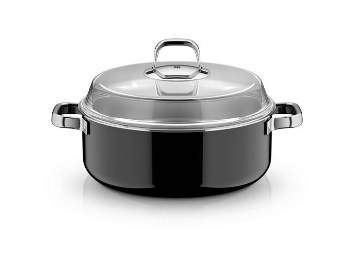 WMF Schmortopf Fusiontec® Mineral Pro, Schwarz Hochglanz, Metall, 5,9 l, Made in Europe, backofengeeignet, Kochgeschirr, Töpfe, Schmortöpfe