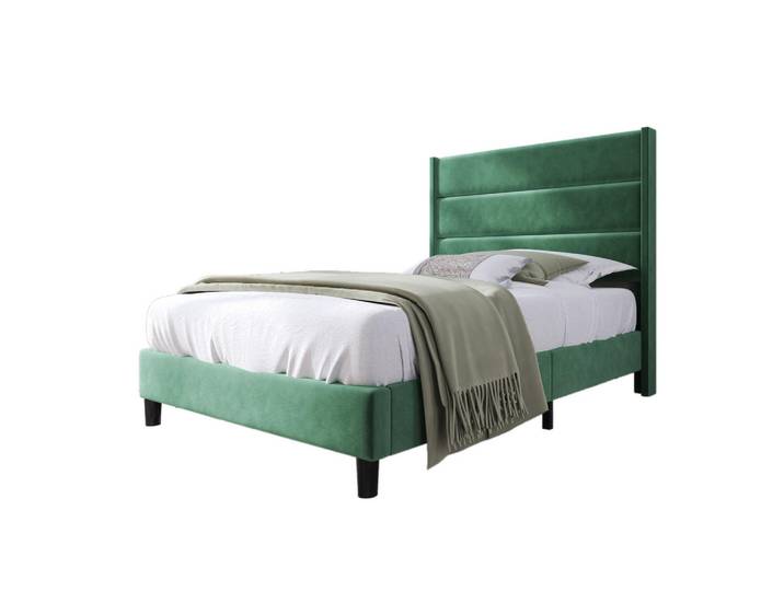 Redom Polsterbett 90/200 cm mit Lattenrost, gepolstertem Kopfteil & rutschfesten Füßen, grün, Grün, 90x200 cm, Schlafzimmer, Betten, Polsterbetten