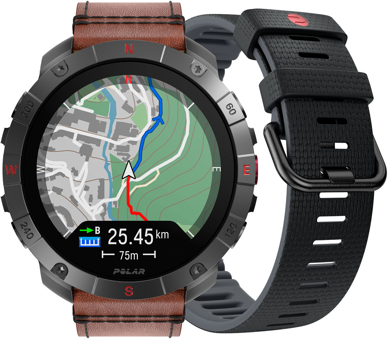 Polar Grit X2 Pro Titanium Leather Bronze M/L