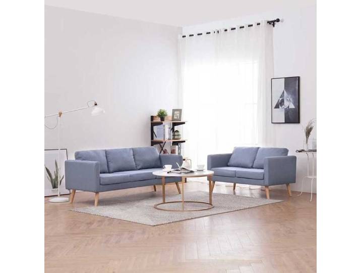 Ensemble de Canapés 2 Pièces Gris Clair en Tissu