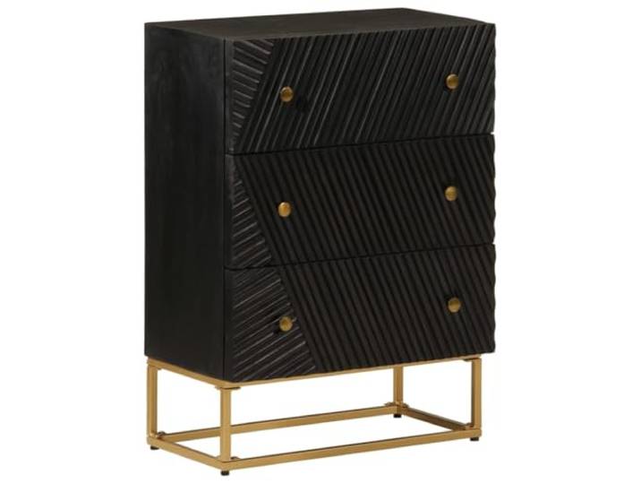 GPWERSDF Kommode Schwarz 55x30x76 cm aus Massivholz Mango und Eisen Stauraum, robuste Eisenbeine, tropisches Hartholz, vielseitig, langlebig
