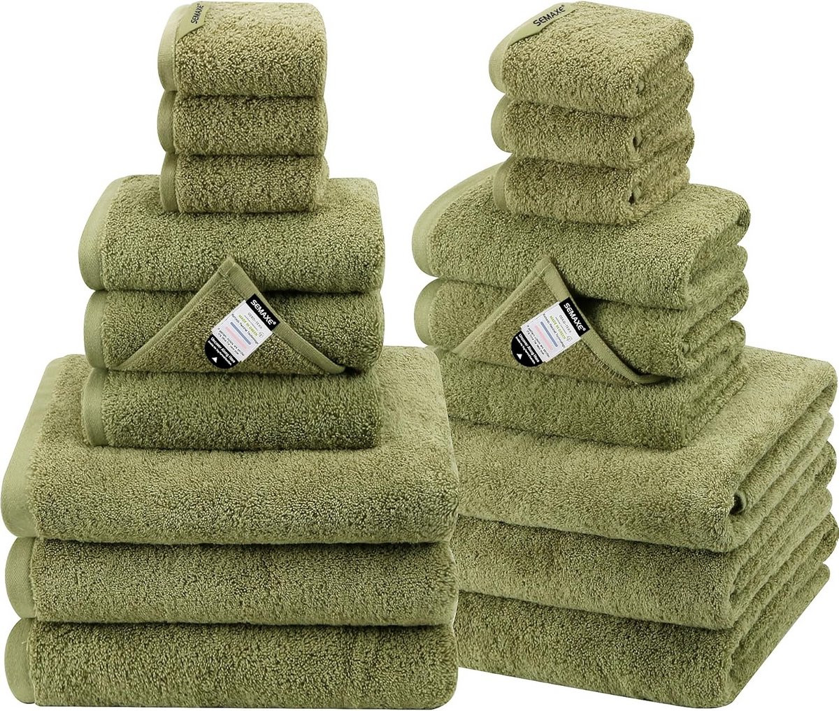 Set van 18 luxe badtextiel artikelen van 100% katoen in groen voor volwassenen