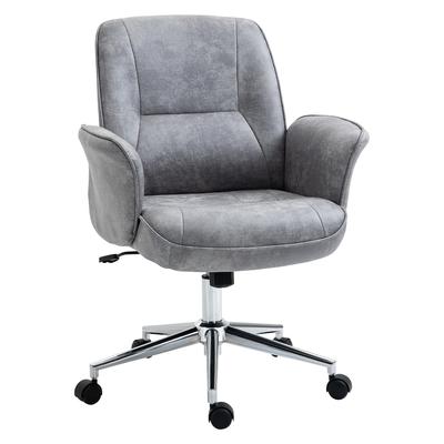 OKWISH Bürostuhl ergonomisch höhenverstellbar mit Wippfunktion Hellgrau 67x69x102 cm, drehbar, großzügig gepolstert, bis 120 kg