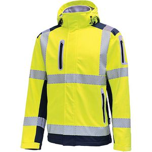 Triuso Arbeitsjacke Softshelljacke, VW177TY, Warnschutzjacke, signalgelb, wasserdicht, Gr. 3XL
