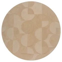 WOLLTEPPICH DEBEN, geometrisch, aus Wolle, Natur, Ø 160 cm