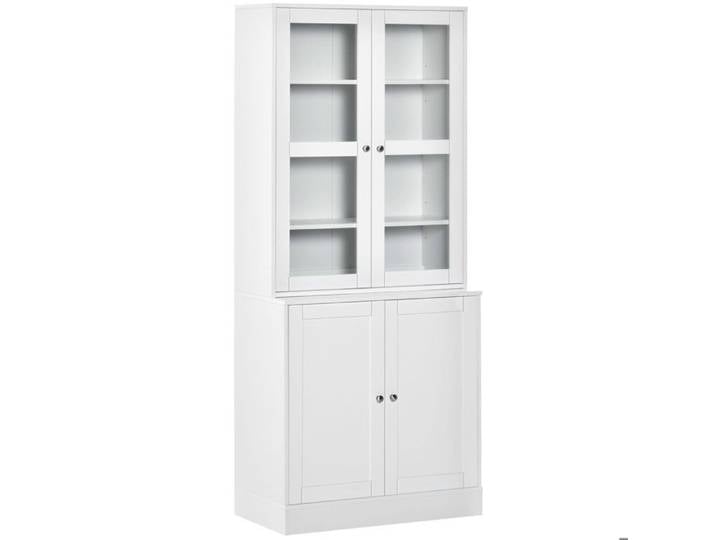 Bibliothèque vitrine – Blanc – MDF et verre trempé – 178 5 cm