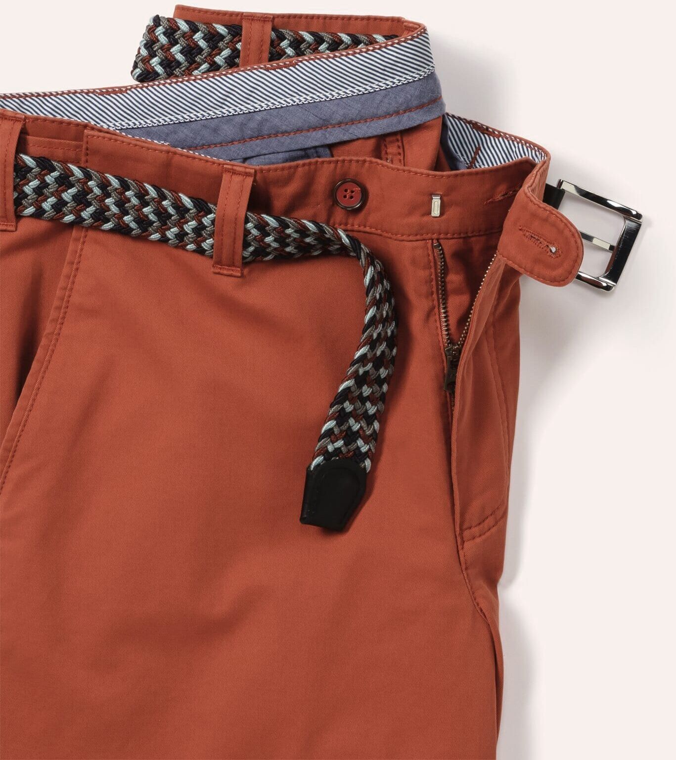 Walbusch Extraglatt-Stretchbund-Bermudas, Regular Fit#normale Größen#untersetzte Größen, Farbe Orange, 30, inklusive passendem Gürtel mit Hemdenstopper Herren