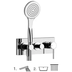 Gessi Emporio Via Tortona Fertigmontageset für Brause-Einhebelmischer, 2-Wege Umstellung, direkter Wandanschlussbogen mit Halterung, 031, 44828031, Farbe: Chrom
