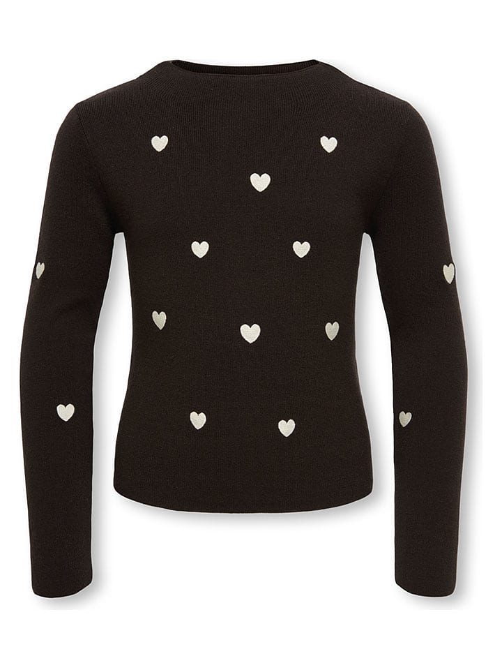 KIDS ONLY Pullover "Hearts" in Braun - 146/152
