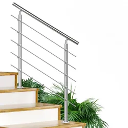 Prestige Home Living Outdoor Treppengeländer Set - ca. 100x 106,5 cm, Edelstahl inkl. 5 Querstäben und 2 Pfosten