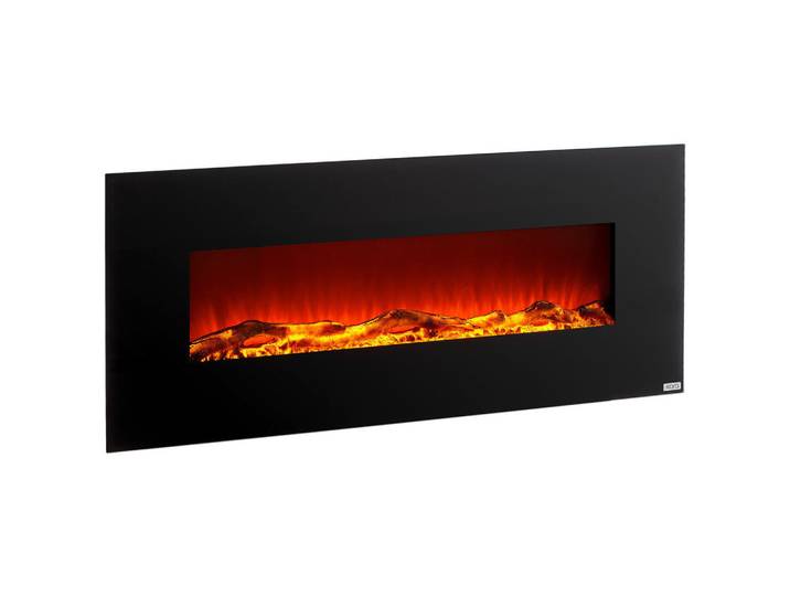 Xora Elektrokamin, Schwarz, Metall, Kunststoff, Glas, 128x55x14 cm, Fernbedienung, Flammeneffekt separat schaltbar, Überhitzungsschutz, Thermostat, Dimmer, Elektrogeräte, Heizgeräte