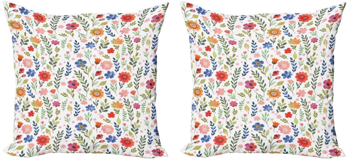 ABAKUHAUS Blume Kussenhoes Set - Floret - Dubbelzijdig bedrukt met rits - 2x 45 x 45 cm