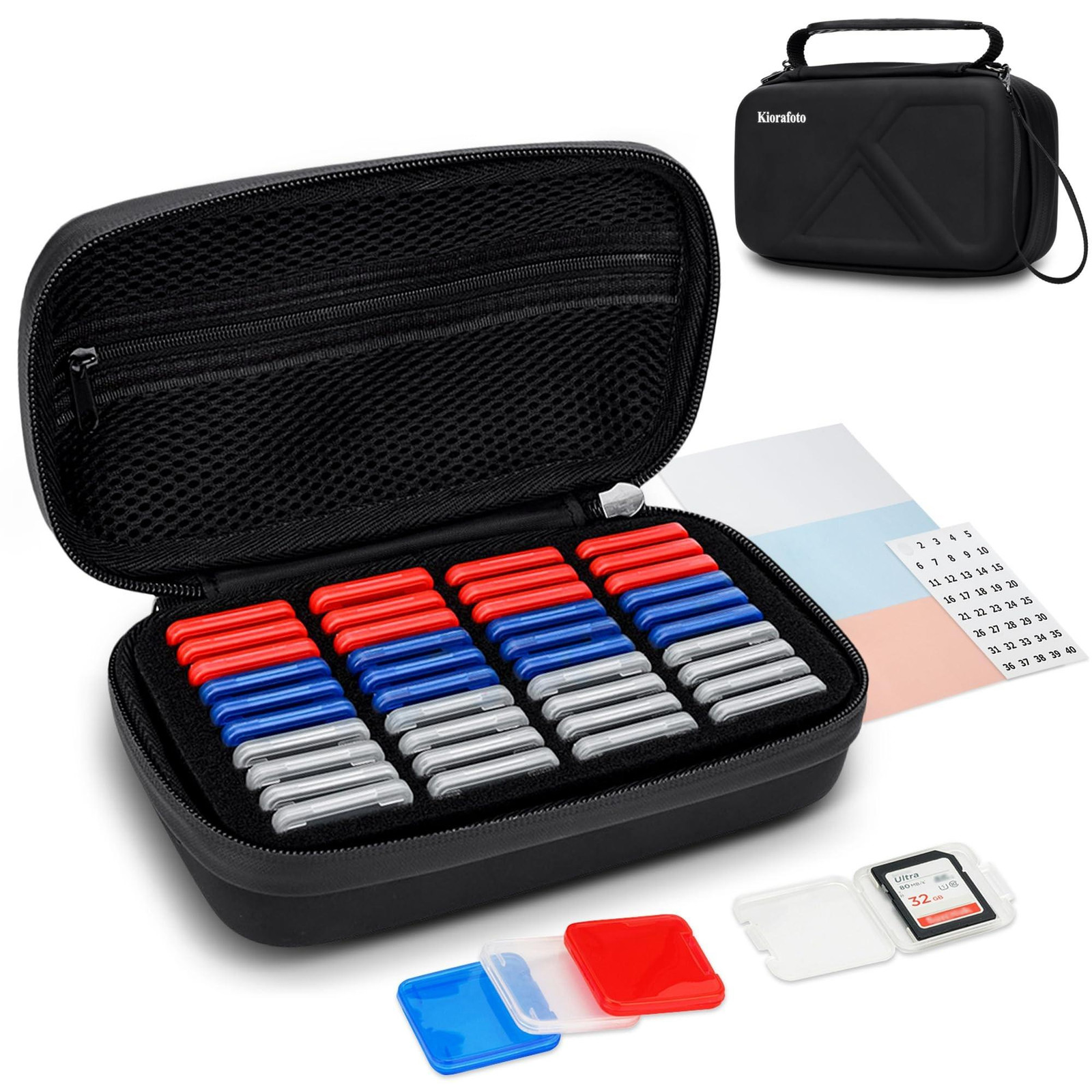Solidchoice Kiorafoto Hard Shell SD Kaartenhouder voor 40 SD/SDXC/SDHC kaarten