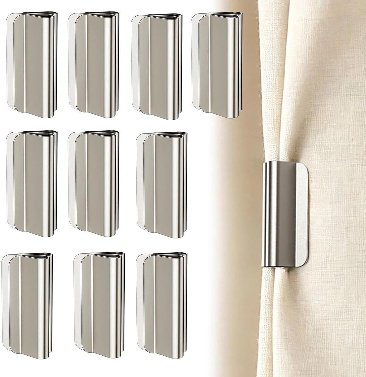Magnetische Gordijnclips - 10 stuks - Zilver