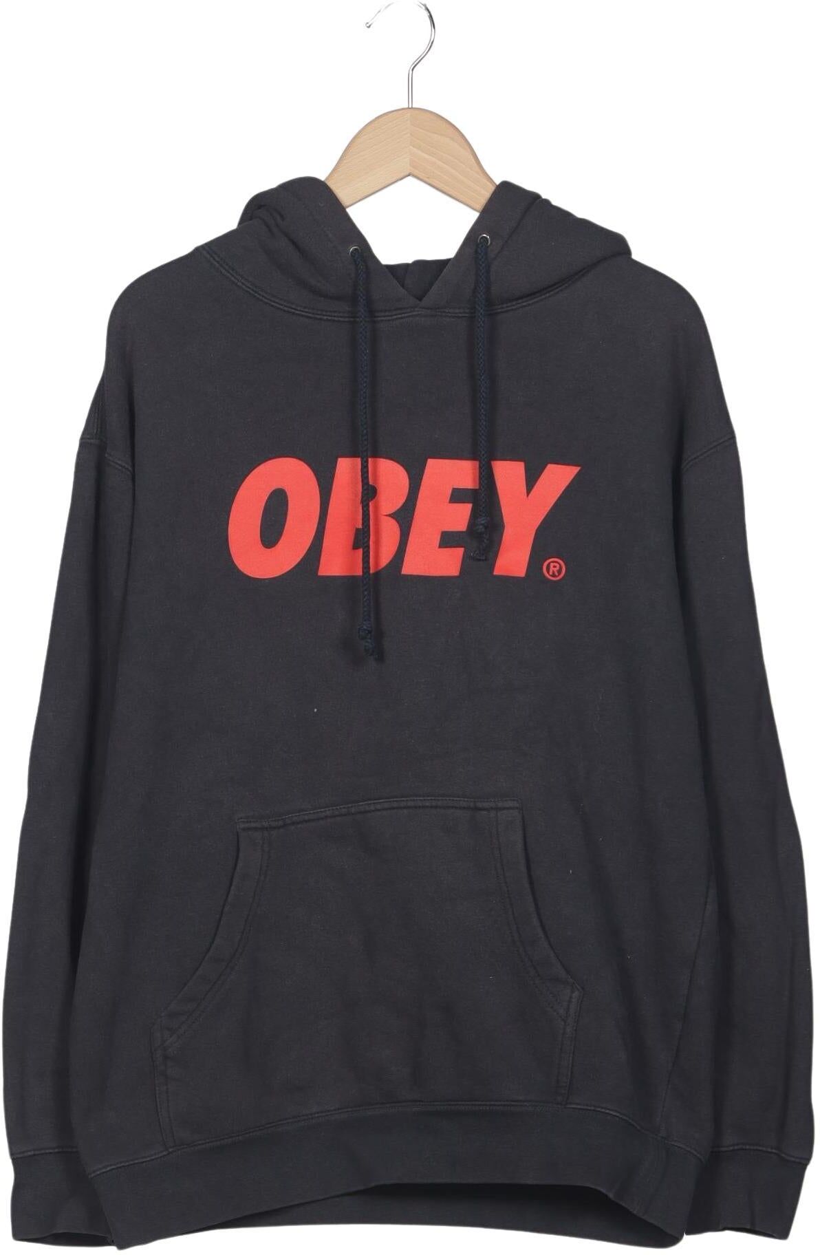 Obey Herren Kapuzenpullover, Schwarz, Gr. M, Synthetik / Baumwolle - Second Hand