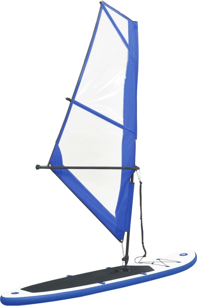 Aufblasbares SUP-Board mit Segel Set Blau und Weiß