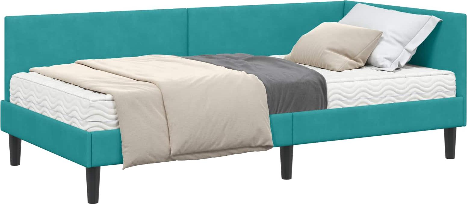 Eckbettgestell mit Matratze 2 stk. Türkis 100 x 200 cm Samt