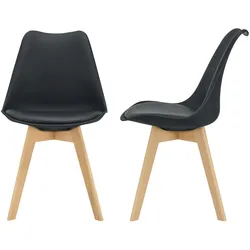 Esszimmerstuhl Fläten 2er Set Kunstleder Schwarz [en.casa]
