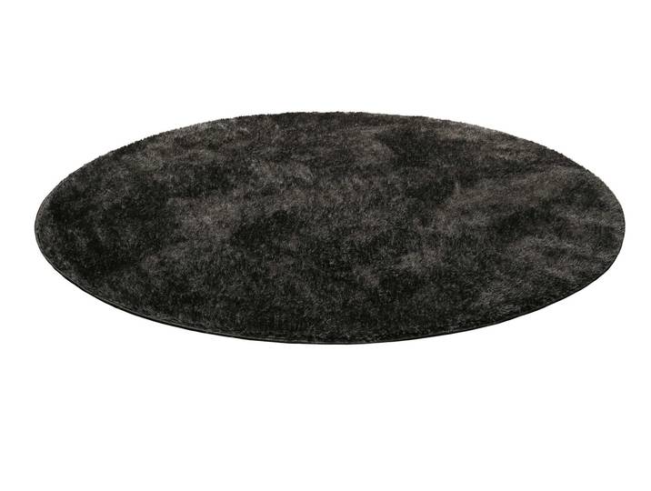 Teppich HOMIE LIVING Flavio , grau (anthrazit grau), H:30mm Ø:200cm, Polypropylen, Teppiche, Teppich, Hochflor, gewebt, weich, uni, Wohnzimmer, Schlafzimmer, waschbar