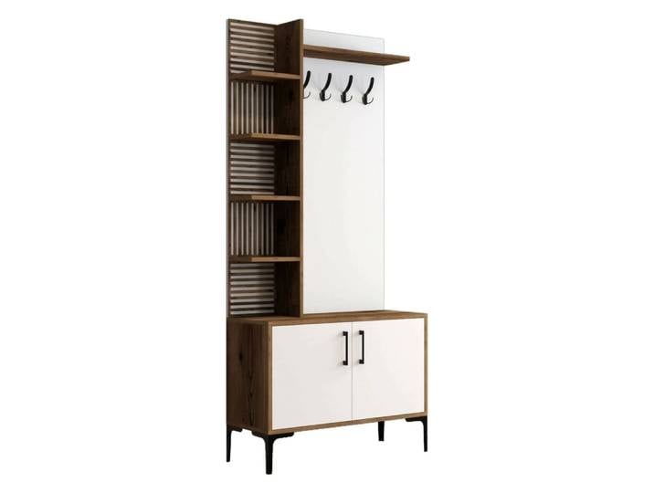 Meuble d'entrée effet bois beige, blanc 90x35 cm