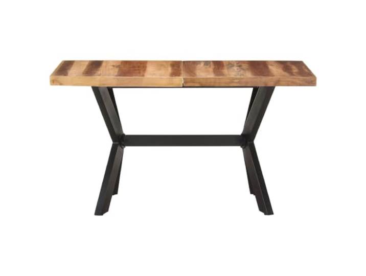 KDACVBMG Esstisch, 140 x 70 x 75 cm, Holz, Honig-Finish Massive Akazie, Gummibaumholz, Stahlbeine, Kreuzrahmen, handgefertigt, Industriestil, Küche