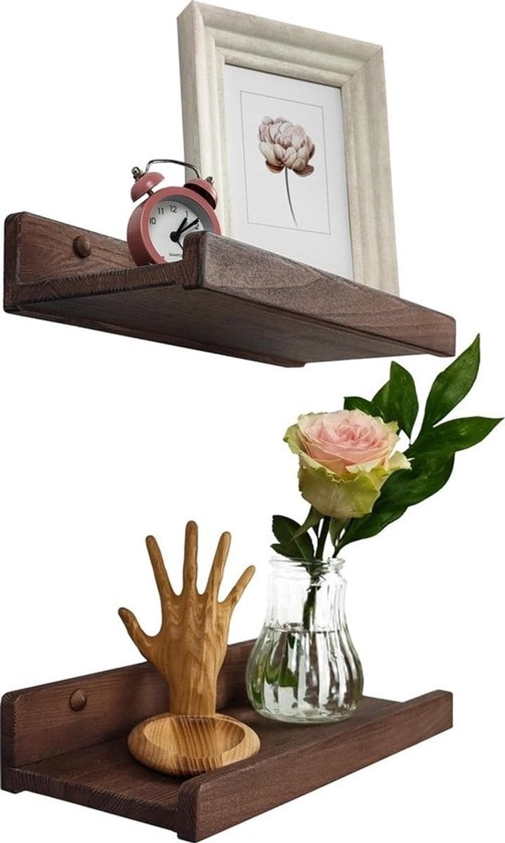 Set van 2 handgemaakte zwevende wandplanken van 30 cm voor de woonkamer, badkamer, keuken of slaapkamer