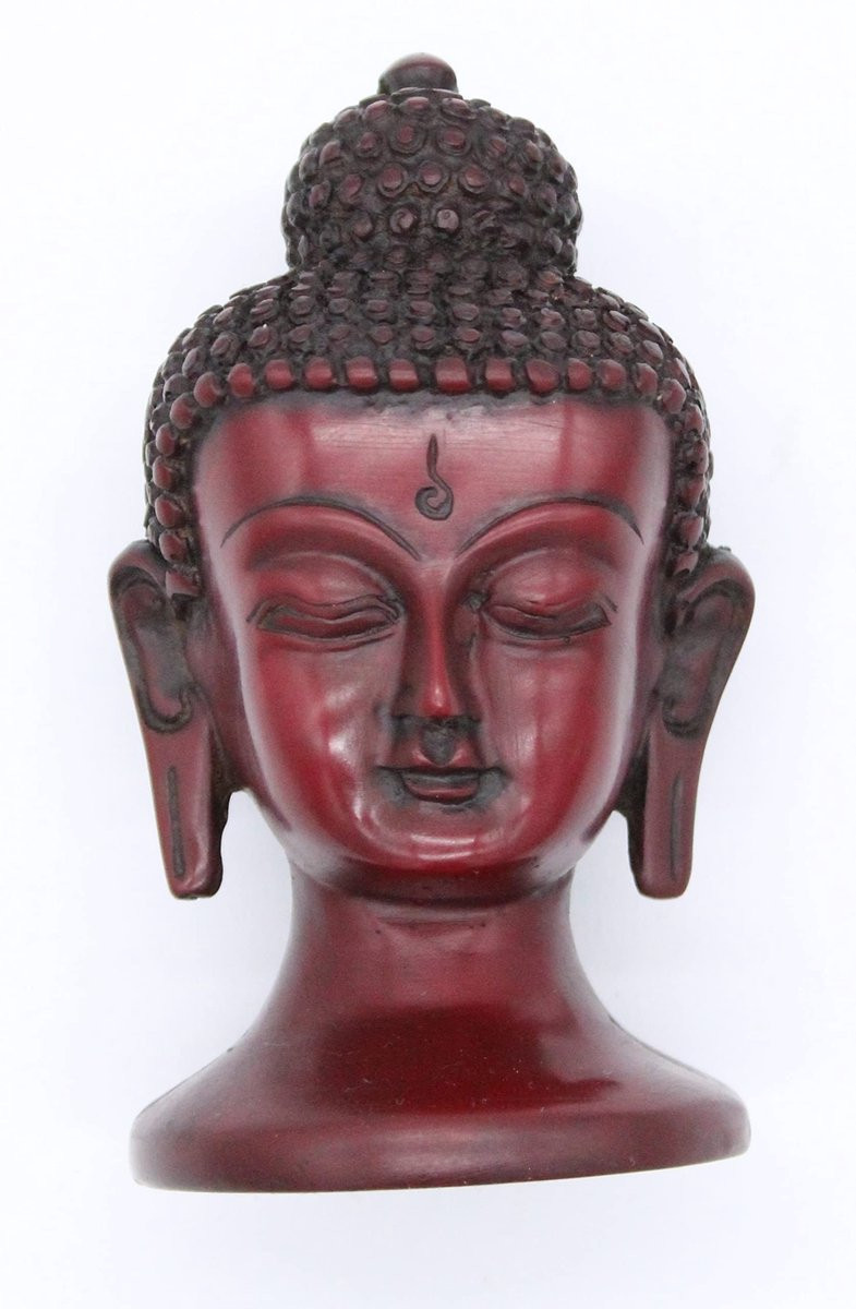 Decoratieve Boeddha Beeld - Mediterende Statuette in Rood-Bruin - Hoogte: 15 cm