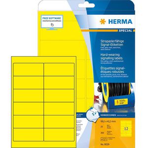 Herma Folienetiketten 8029 Signal, gelb matt, 99,1 x 42,3mm, wetterfest, 25 Blatt, 300 Stück