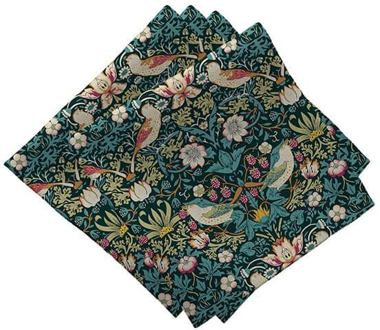 William Morris Strawberry Thief Dark Green Pack Of 4 Napkins