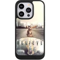 Nivocase Hülle für Apple iPhone 14 Pro Handyhülle NIVOcore Case Schwarz Motivation Tiere Tiger (Apple iPhone 14 Pro), Smartphone Hülle, Schwarz