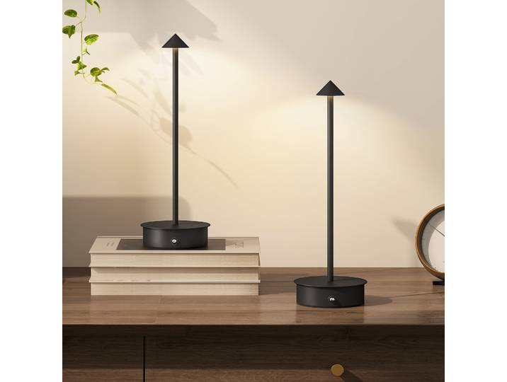 HOMCOM Lampes de Table LED Rechargeables USB Noir Ø10x30 cm
