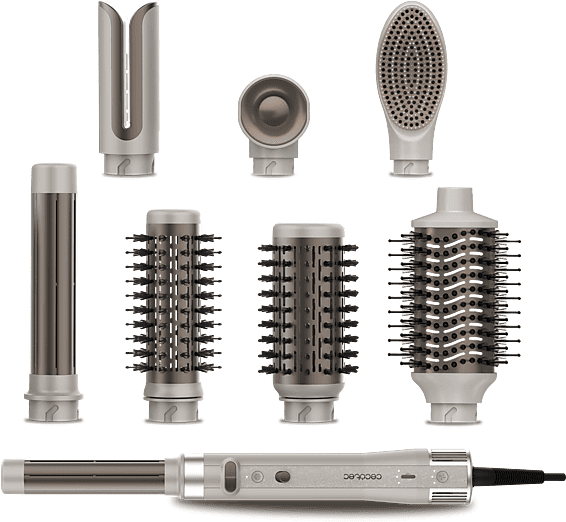 Moldeador - Cecotec AirGlisse 8in1 Gyro Champagne, Tecnología iónica, Temperatura Controlada, 8 Cabezales, Champagne