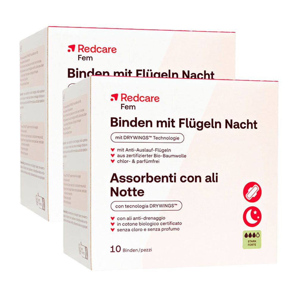 Redcare Binden mit Flügeln Nacht Doppelpack 2x10 St
