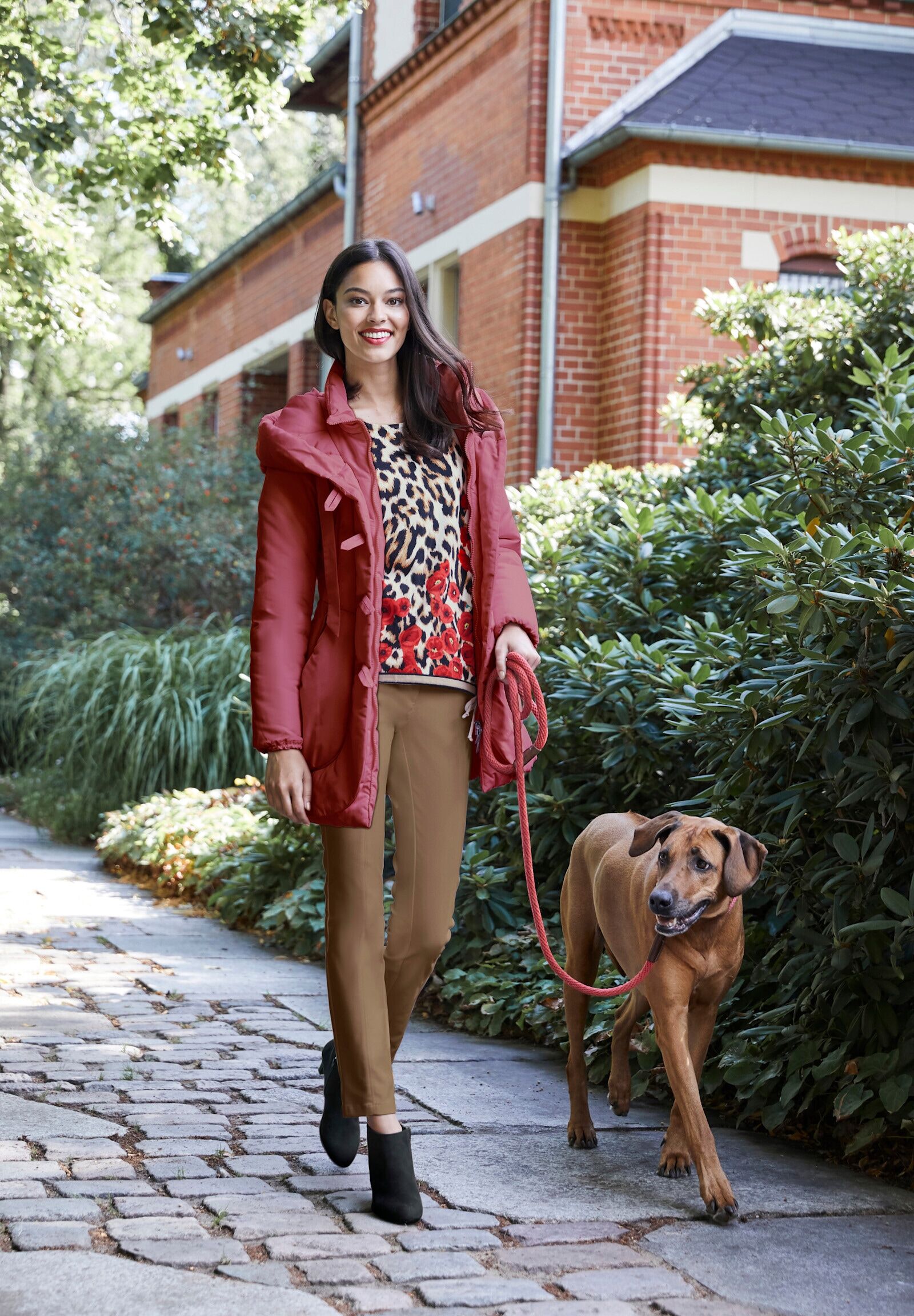Parka HEINE "Parka Parka mit leichter Wattierung", Damen, Gr. 46, rot (bordeaux), Elegant, Jacken Parka