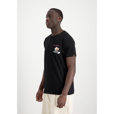 T-Shirt ALPHA INDUSTRIES "Flying Buzz SL T-Shirt", Herren, Gr. S, schwarz, Obermaterial: 100% Baumwolle, Shirts T-Shirt