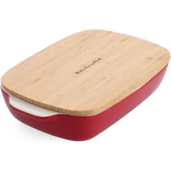 KitchenAid overschaal met bamboe deksel - medium - keizer rood, Auflaufform, Rot