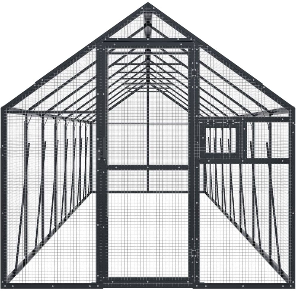 vidaXL Volière anthracite 1,79x8x1,85 m aluminium