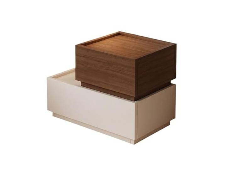 LIRHIQYGF Modularer Nachttisch, stapelbar, Nachttisch, Beistelltisch mit Schublade, kleiner Platz (Kombinationspaket), einzelne Schublade, Warmweiß, 60 cm, Farbe + einzelne Schublade, Walnussholz, 40