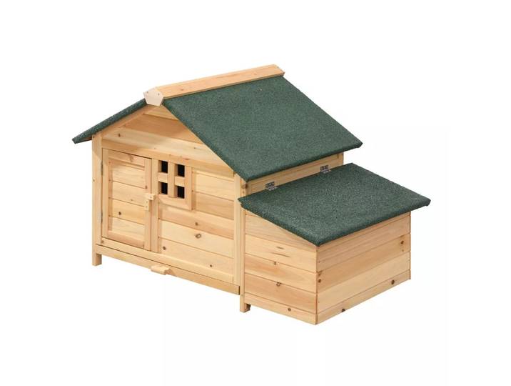 Vente-unique - Hühnerstall aus Holz mit Legenest - für 2 Hühner - 106 x 64 x 71 cm - Holzfarben - ANSER, 65 CM, Grün