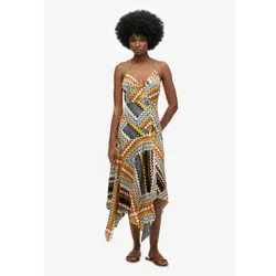 Superdry für Damen. W8011881A Mehrfarbiges Premium-Kleid mit Taschentuch-Saum (S), Lässig, Viskose, Ärmellos / Hosenträger