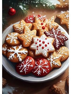 Inspired Finds Classic Santa Claus Christmas Canvas Wall Art Festive Holiday Poster Decor 11.81x15.75in snowflake Cookie Delight