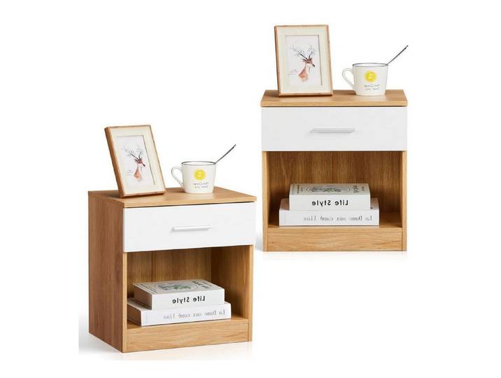 LuxusKollektion Nachttisch Nachttisch 2er Set Eiche&Weiss